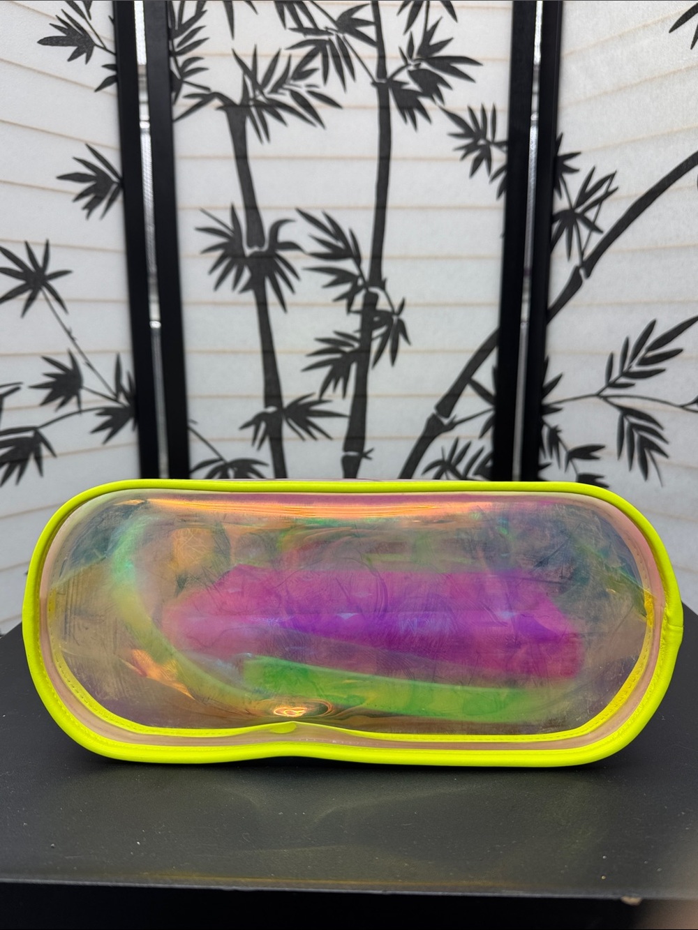 MCM Neon Yellow Iridescent Tote with Hot Pink Logo Wristlet - Picture 9 of 9